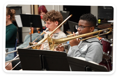Students playing instruments
