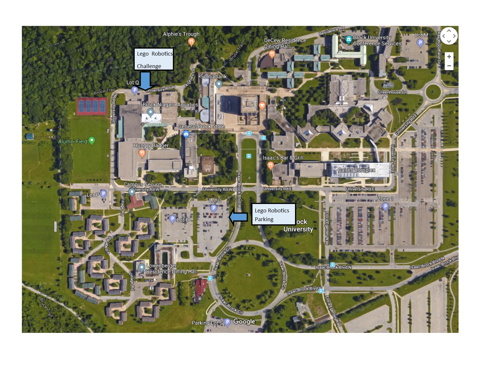 Brock Parking Map