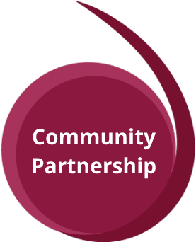 Community Partnership (Maroon quotation mark)